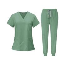 Conjunto Esfoliante Elástico Feminino Uniforme Médico Com Calças De Bolso Enfermeira Médico Cirurgia