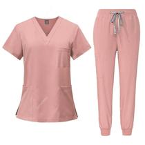 Conjunto Esfoliante Elástico Feminino Uniforme Médico Com Calças De Bolso Enfermeira Médico Cirurgia