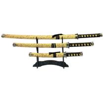 Conjunto Espada Samurai Katana Amarela C/3 Bainha Decorativa