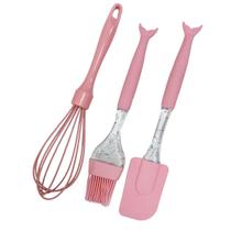 Conjunto Espátula Batedor e Pincel Utensílios de Silicone