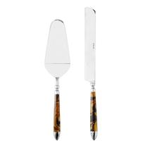 Conjunto Espátula e Faca para Bolo de Aço Inox com Cabo de Resina 2 Peças Wolff Conjunto Espátula e Faca para Bolo de Aço Inox com Cabo de Resina 2 Peças Wolff