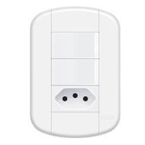 Conjunto Espelho 4x2 com 2 Interruptores Simples 1 Tomada 10A 250V Linha Blanc Fame 3929