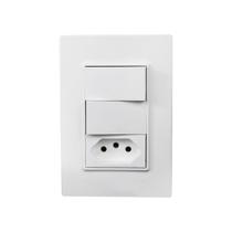 Conjunto Espelho 4x2 com 2 Interruptores Simples + 1 Tomada 10A 250V Linha Vivaz Ilumi - 78210 Conjunto Espelho 4x2 com 2 Interruptores Simples + 1 Tomada 10A 250V Linha Vivaz Ilumi - 78210