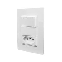 Conjunto Espelho 4x2 com 2 Interruptores Simples + 1 Tomada 10A 250V Linha Vivaz Ilumi - 78210