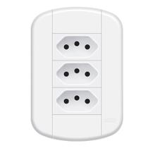 Conjunto Espelho 4x2 com 3 Tomadas 10A 250V~ Linha Blanc Fame 3921