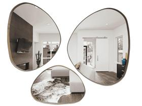 Conjunto Espelho Orgânico Havana Em Borda De Madeira Natural