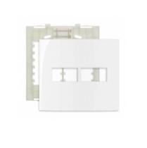 Conjunto espelho placa 4x4 2 postos horiz branco com suporte b3 margirius