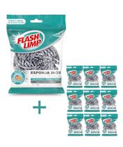 Conjunto Esponja Aço Inox Limpeza Pesada 10 Peças Flash Limp
