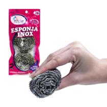 Conjunto Esponja Inox Limpeza Pesada Grossa Bucha 2 Unidades