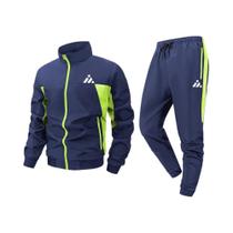 Conjunto Esportivo Casual Masculino De Verão Com Estampa Triangular, Jaqueta Com Zíper E Calças Para