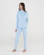 Conjunto Esportivo Feminino com Estampa de Bolinhas Macio Azul Celeste Lohe