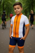 Conjunto Esportivo Infantil para Ciclismo Roupa Kids com Camiseta e Bermuda com Proteção Solar