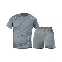 Conjunto Esportivo Masculino Preto De Secagem Rápida E Respirável De 2 Peças Para O Verão: Camiseta