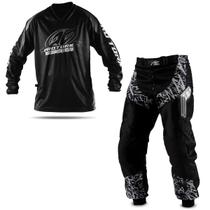 Conjunto Esportivo Motocross Trilha Enduro Pro Tork Calça E Camisa Insane In Black Preto