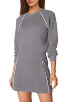 Conjunto esportivo Niovien Oversize de 2 peças, moletons cinza para mulheres Conjunto esportivo Niovien Oversize de 2 peças, moletons cinza para mulheres