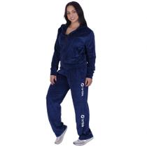 Conjunto esportivo plush calça reta cintura alta casaco bolsos orbis - Orbis Fitness