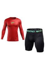 Conjunto Esportivo Térmico Masculino Segunda Pele Short Camiseta com Proteção UV e Compressão