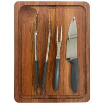 Conjunto Estação de Corte Churrasco 4 Pçs Madeira Jatobá TRAMONTINA