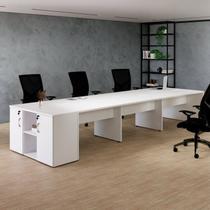 Conjunto Estação de Trabalho 6 Lugares com Armário Branco Yescasa