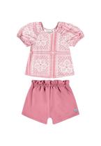Conjunto Estampado com Bata e Short para Bebê Menina Quimby