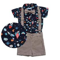 Conjunto Estampado suspensorio Infantil Original Alfa Bege