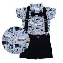 Conjunto Estampado suspensorio Infantil Original Alfa Preto