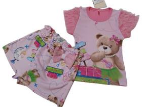 Conjunto Estampado Verão Bermuda Blusa Menina LessaKids 8694