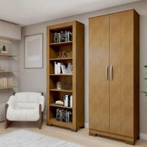 Conjunto Estante Flex 5 Prateleiras e Armário Multiuso 2 Portas Cinamomo