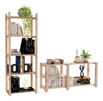 Conjunto Estante Organizador Moderno Madeira Natural Para Sapatos Oferta e Aparador Minimalista 100% Pinus Minimalista Até 80Kg Conjunto Estante Organizador Moderno Madeira Natural Para Sapatos Oferta e Aparador Minimalista 100% Pinus Minimalista Até 80Kg
