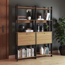 Conjunto Estantes para Escritório com 1 Porta e 8 Prateleiras 2 Peças BRV Móveis Conjunto Estantes para Escritório com 1 Porta e 8 Prateleiras 2 Peças BRV Móveis