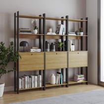 Conjunto Estantes para Escritório com 12 Prateleiras e 3 Portas 3 Peças BRV Móveis Conjunto Estantes para Escritório com 12 Prateleiras e 3 Portas 3 Peças BRV Móveis
