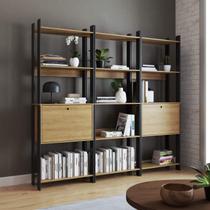 Conjunto Estantes para Escritório com 13 Prateleiras e 2 Portas 3 Peças BRV Móveis