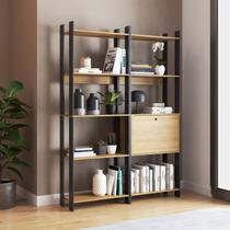 Conjunto Estantes para Escritório com 9 Prateleiras e 1 Porta 2 Peças BRV Móveis