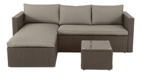 Conjunto Estar 3 Pecas Ratan Marrom 145x85x70 Cm