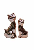 Conjunto Estatua Decorativa Cerâmica Dupla de Gatos Kit Gato Conjunto Estatua Decorativa Cerâmica Dupla de Gatos Kit Gato
