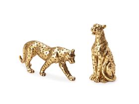 Conjunto Estátuas Decorativas Pantera Leopardo Enfeite Em Poliresina