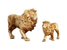 Conjunto Estatuetas Decorativas Leões Enfeite De Luxo Em Poliresina