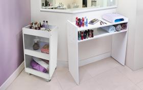 Conjunto Estética - Carrinho Auxiliar + Mesa Multiuso