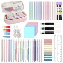 Conjunto Estético de Material Escolar MoKo com 56 Peças e Estojo