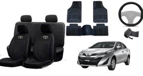 Conjunto Estilo e Conforto para Yaris 18-24: Capa de Couro, Tapetes e Capa de Volante