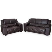 Conjunto Estofado 3/2 Lugares Bahamas Plus PU Marrom Hellen