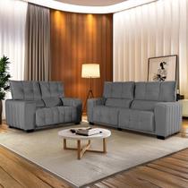Conjunto Estofado 3 e 2 Lugares Le Mans Cinza Grafite Conjunto Estofado 3 e 2 Lugares Le Mans Cinza Grafite
