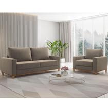 Conjunto Estofado Living + 1 Poltrona Napoles Perola