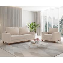 Conjunto Estofado Living 3 Lugares + 1 Poltrona Napoles Linho Bronze Conjunto Estofado Living 3 Lugares + 1 Poltrona Napoles Linho Bronze