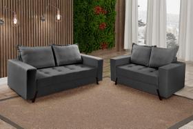 Conjunto estofados 8100- veludo cinza 06 Conjunto estofados 8100- veludo cinza 06