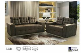 Conjunto Estofados Parana 2 E 3 Lugares Suede Marrom