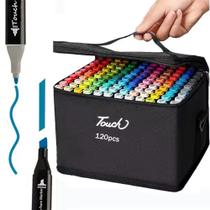 Conjunto Estojo Com 120 Canetas Marcadoras Cores Vibrantes