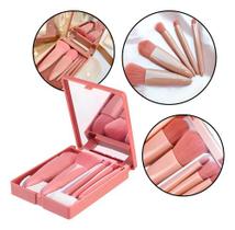 Conjunto Estojo Kit Pincel De Maquiagem Com Espelho