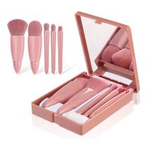 Conjunto Estojo Kit Pincel de Maquiagem com Espelho Pó Sombra Blush