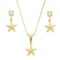 Conjunto Estrela do Mar Banhado a Ouro 18k